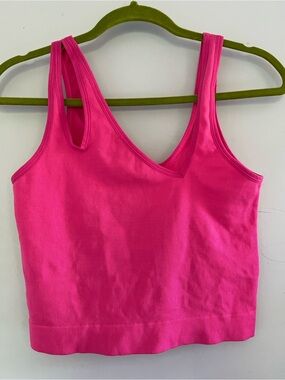 Colsie Seamless Ribbed Sports Tank - Hot Pink